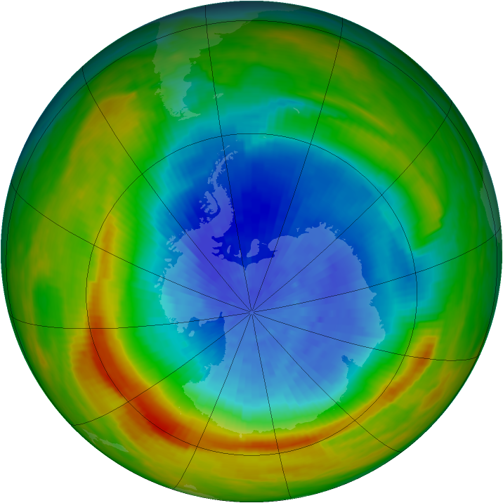 Antarctic ozone map for 29 September 1982